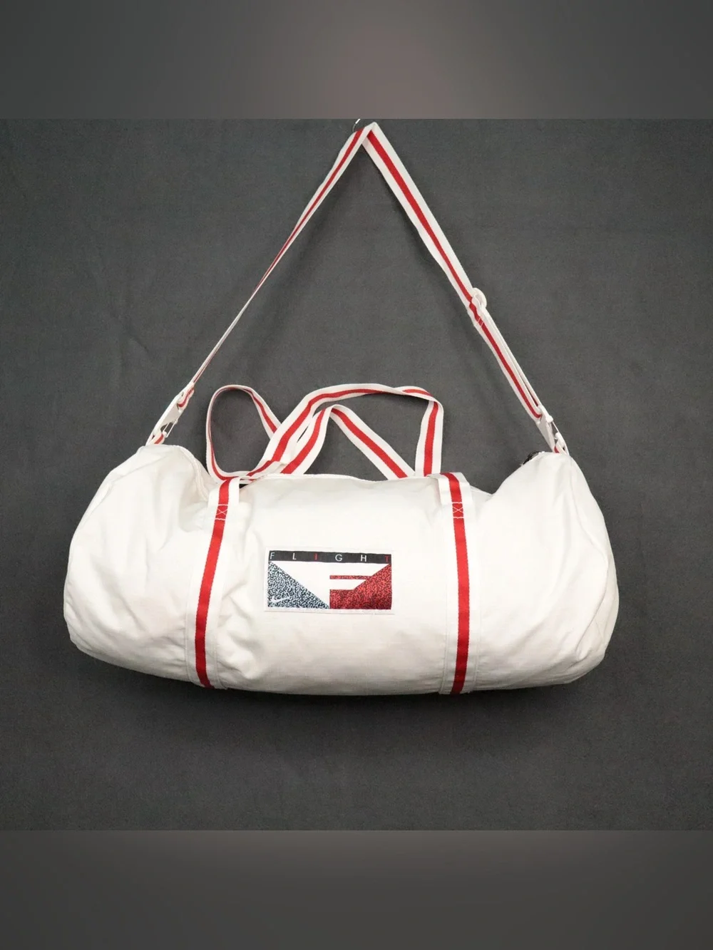 Nike Heritage Basketball Duffel Bag White Red Retro Gym Travel Bag